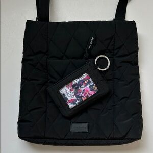 Vera Bradley Black Quilted Crossbody Bag with Matching ID Wallet